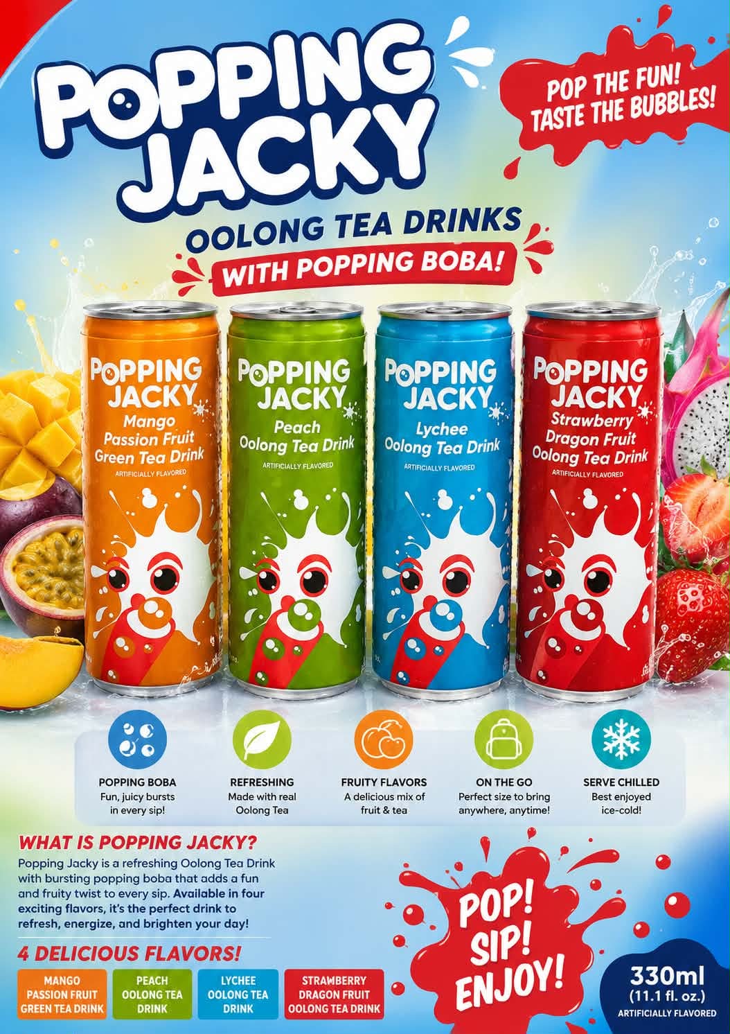 Popping Jacky Oolong Tea Drink with POPPING BOBA